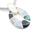 Custom colorful acrylic inlaid structure girl jewelry oval shape shiny trendy cute necklace